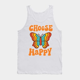 Retro butterfly and text: Choose happy Tank Top